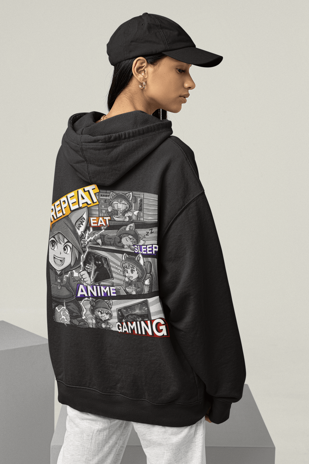Oversized Hoodie – E.S.A.G.R. Black/White